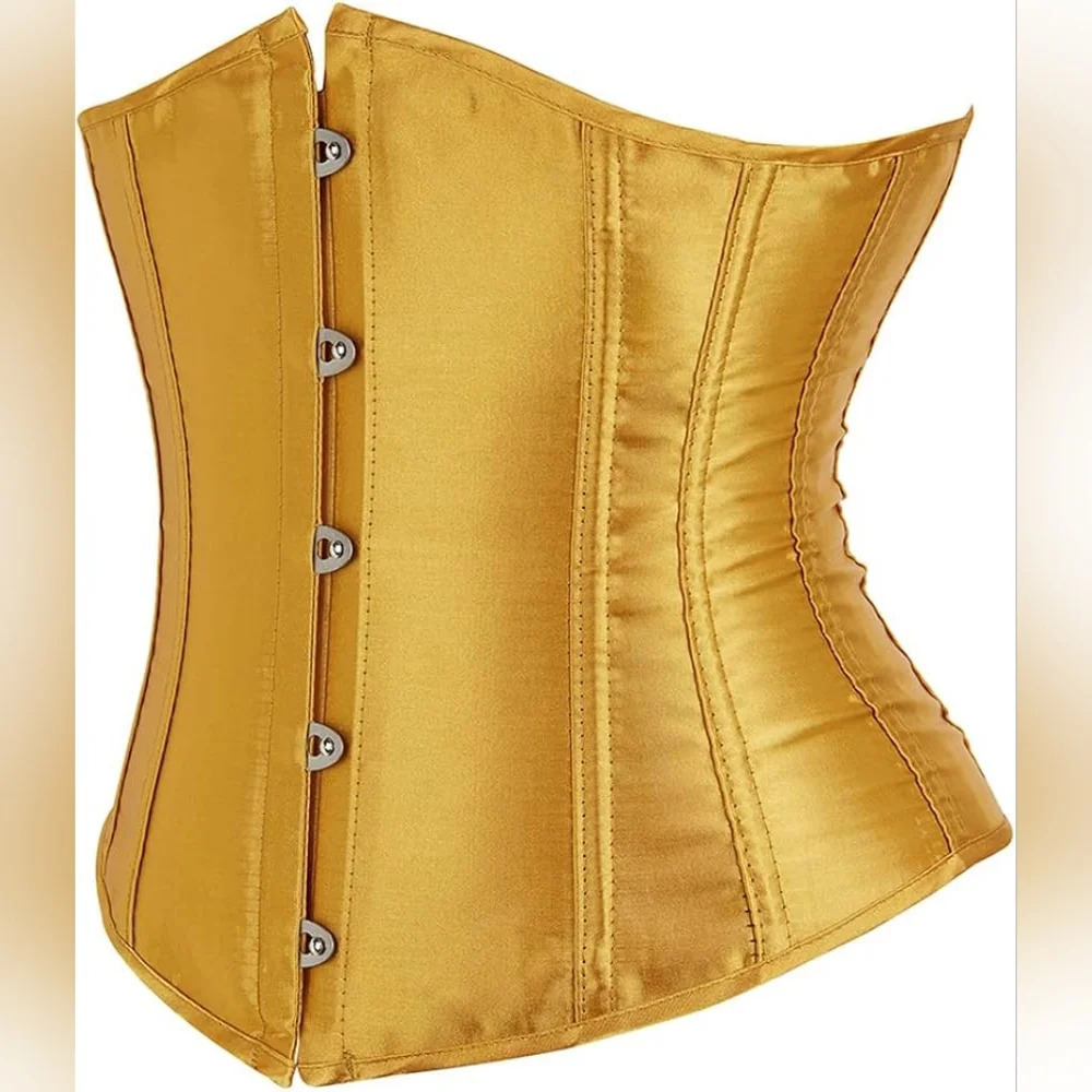 Vintage-Underbust Corsets Women's Gothic Classic Satin Lace Up Boned Bustier - Picture 3 of 9